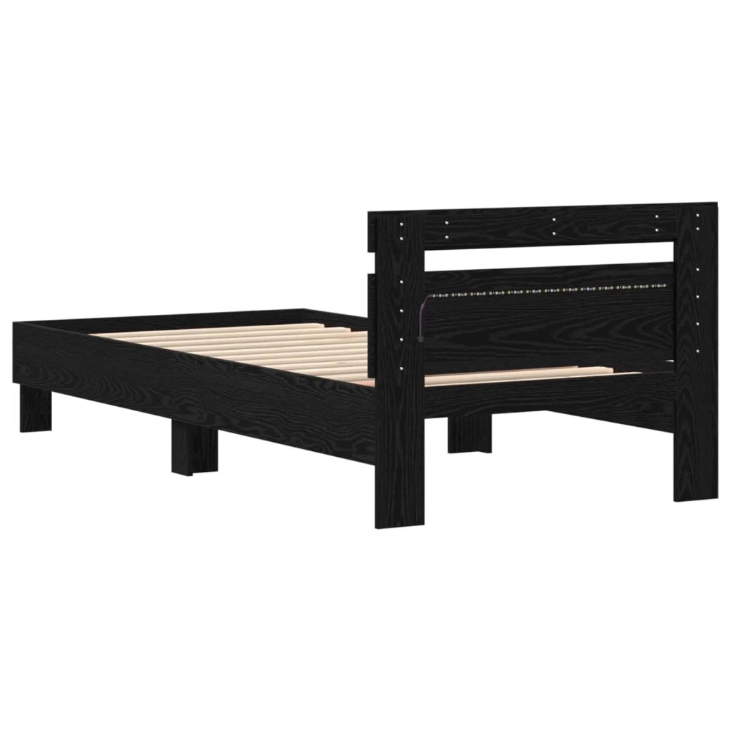 Struttura del letto Rovere Nero Legno ingegnerizzato 8008999