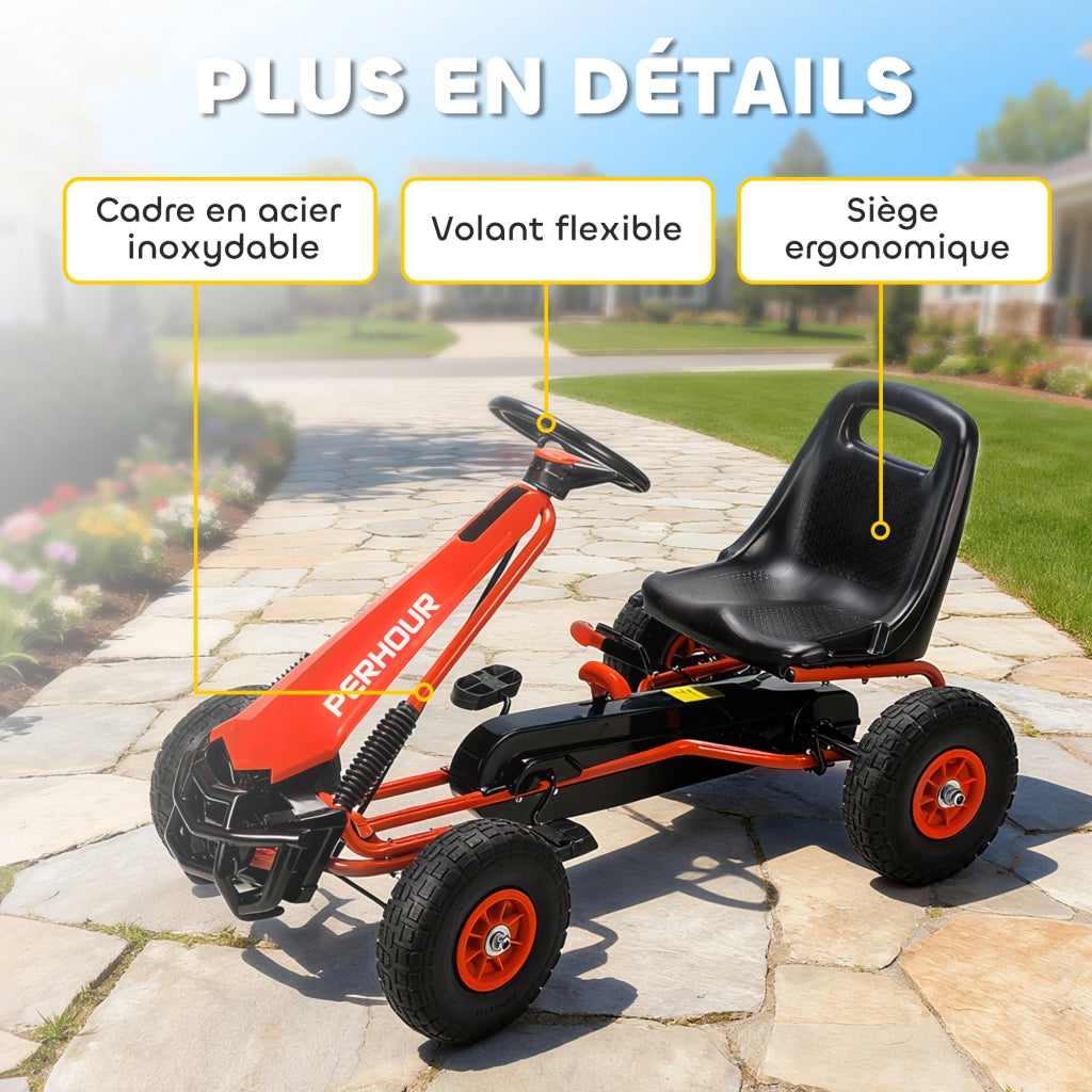 Go-Kart per bambini con sedile regolabile ¨C zephmum ¨C rosso 110x61x62 cm