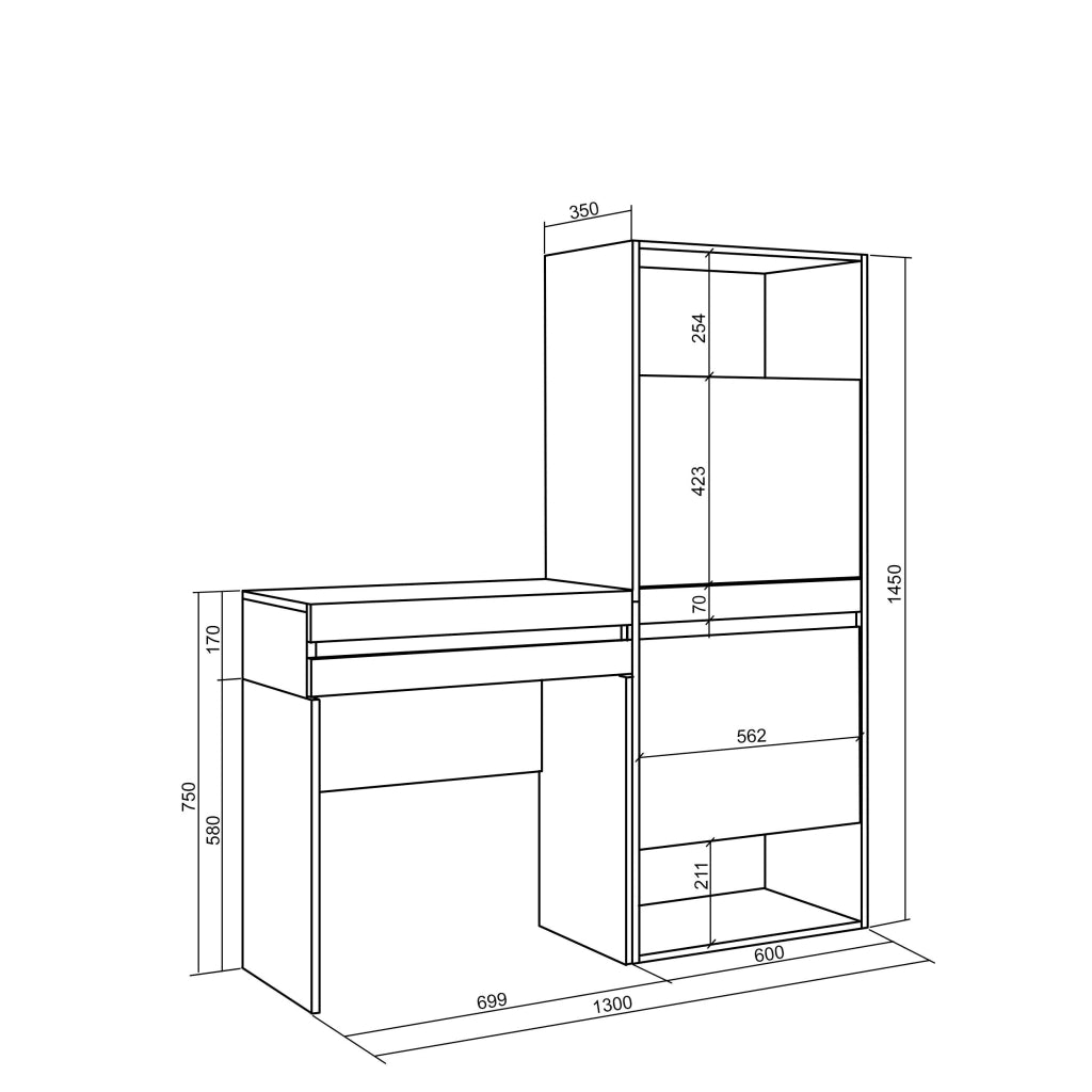 Scarpiera, 130x35x145cm, Camera da letto, Tavolo da toeletta, grigio cemento RF3517