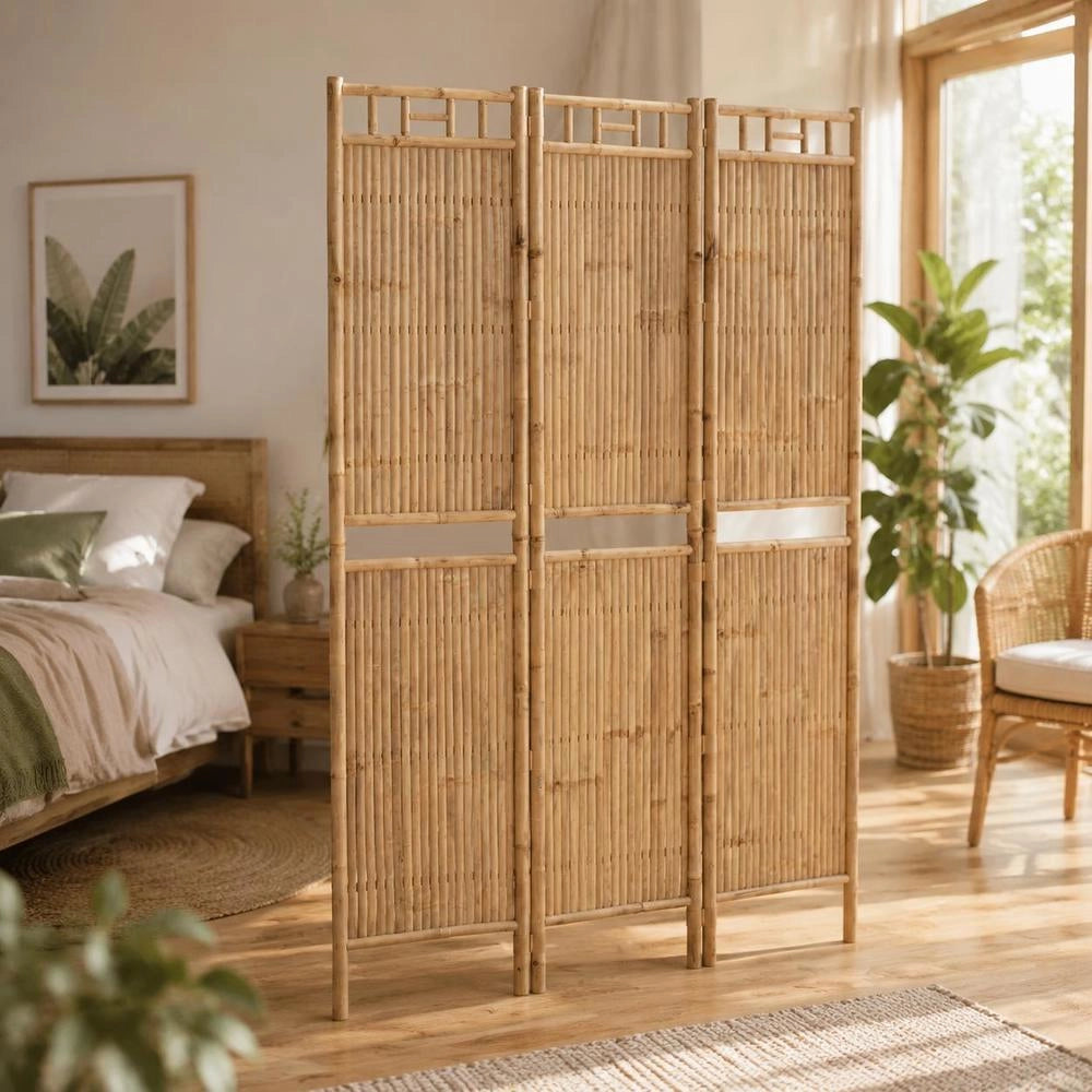 3-piece Room Divider Bamboo 120x180 Cm