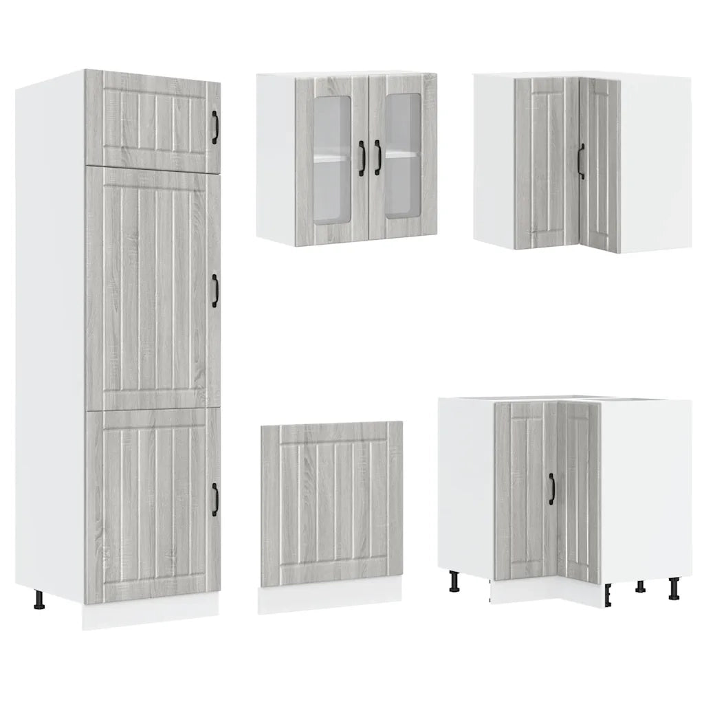 vidaXL Set Mobili da Cucina 14 pz Lucca Grigio Sonoma in Truciolato