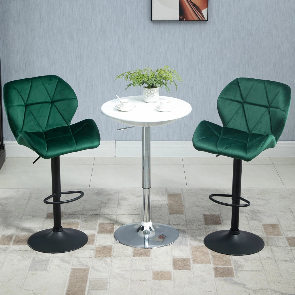 Sgabello da Bar con Schienale ¨C Zephmum ¨C Velluto Verde, Base in Metallo, Altezza Regolabile 46x48x83-104cm