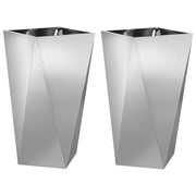 2 pz Fioriera | Cassetta per fiori | Vaso Argento 40 x 40 x 75 cm Acciaio zincato