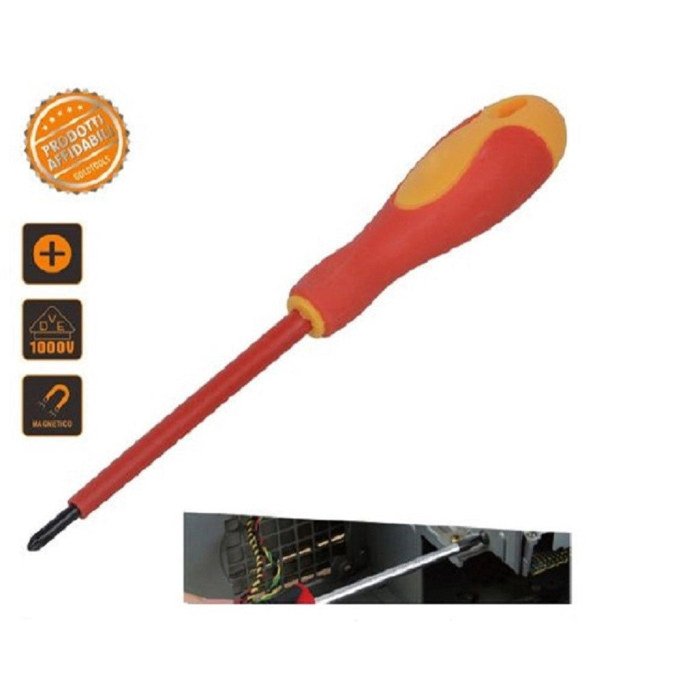 Trade Shop - Cacciavite Resistente Alla Pressione 3" Croce Isolato 3x75mm Punta Magnetica 91886 -