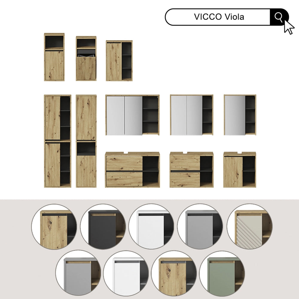 Set mobili bagno Viola Rovere artigianale 4 parti Vicco