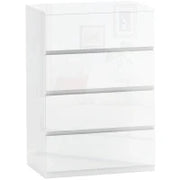 Cassettiera Moderna 4 Cassetti Antiribaltamento in Legno, 55x33x80 cm, Bianco Lucido