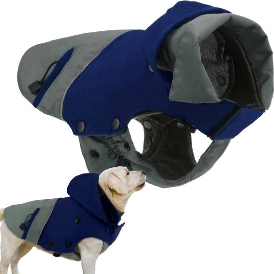 Giubbotto per cani - Impermeabile - Giubbotto per cani invernale - Resistente al vento - Caldo - Fleece - Taglia: S - Marine - Blu