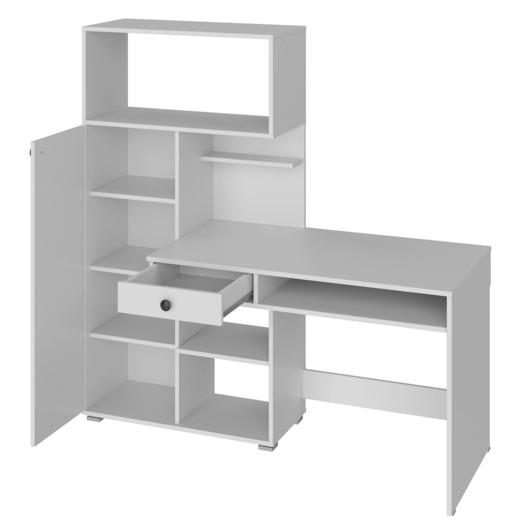 Scrivania KLEPP - Spaziosa - Cassetto - Bianco - Larghezza 150 cm, Altezza 149 cm, Profondit? 92 cm