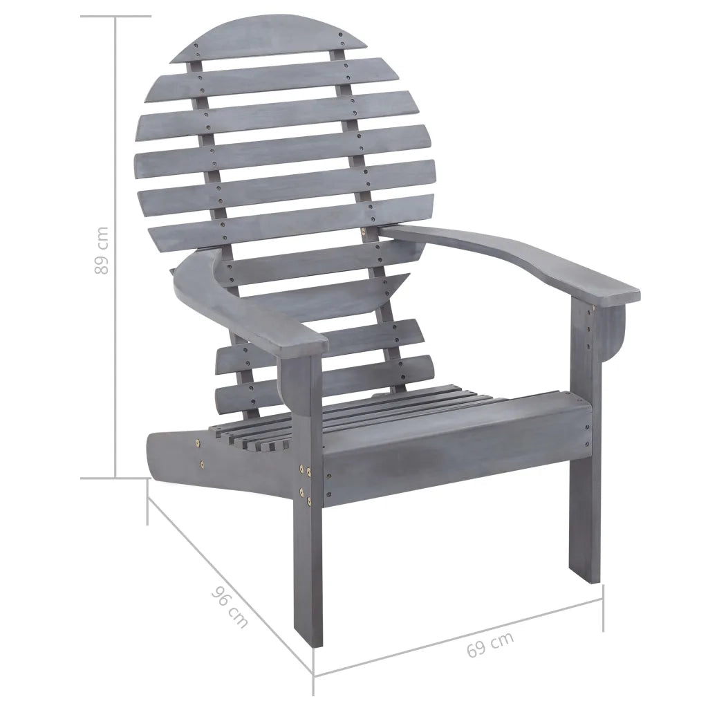 Sedia da Giardino | Sedia Adirondack in Legno Massello di Acacia Grigia