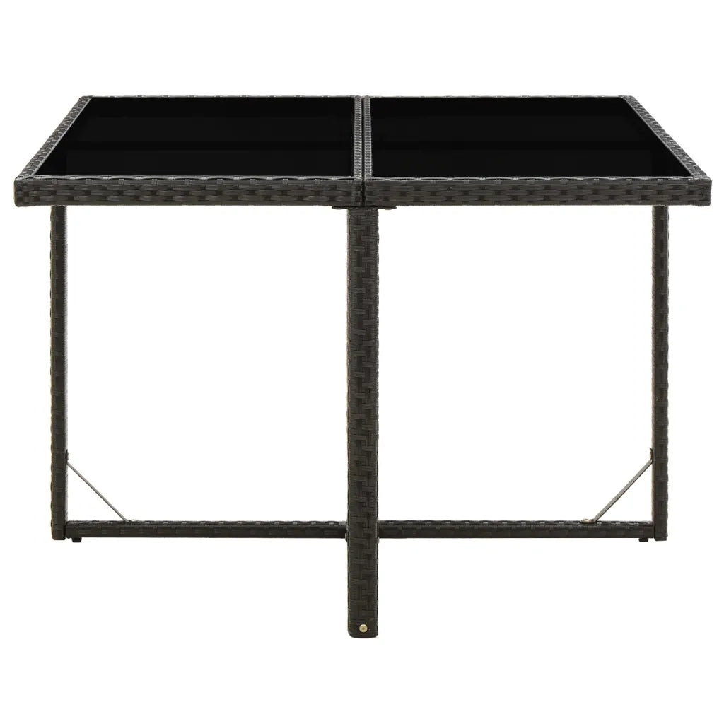 Tavolo da Giardino Nero 109x107x74 cm in Polyrattan e Vetro 316764