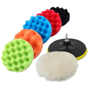 Trade Shop - Kit 10 Pz Spugna Lucidante Ceratura + Adattatore Per Trapano Lucidatrice 80mm -