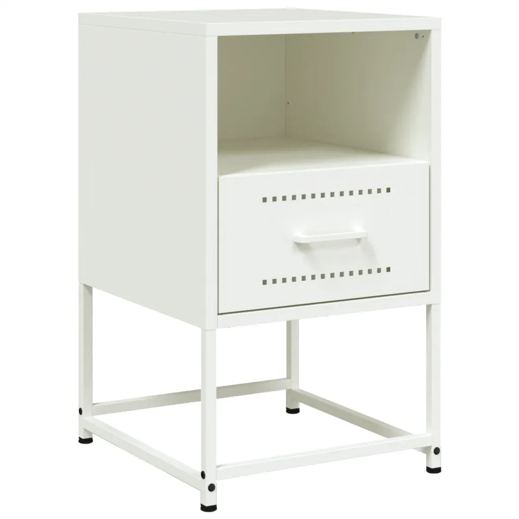 Comodini 2 pz-Set di 2 Tavolino da notte Bianchi 36x39x60,5 cm in Acciaio 549597