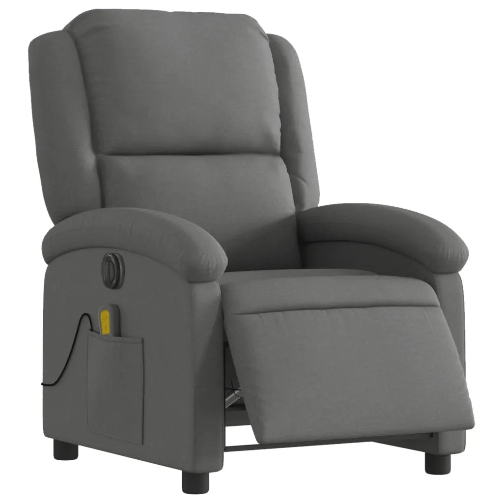 Divano Sedia-Poltrona Reclinabile Massaggio Elettrica Grigio Scuro Tessuto 248394