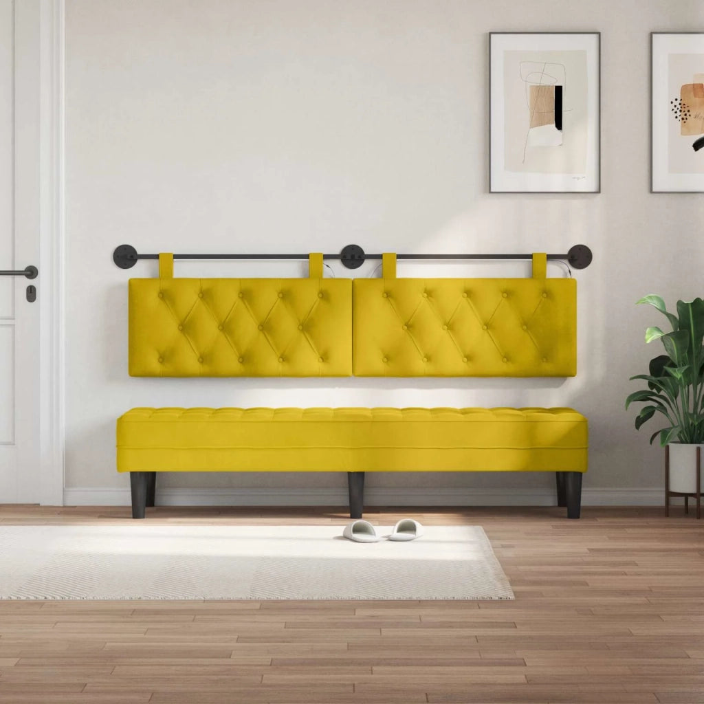 Testiera sospesa Con luce LED Giallo Velluto 3424672