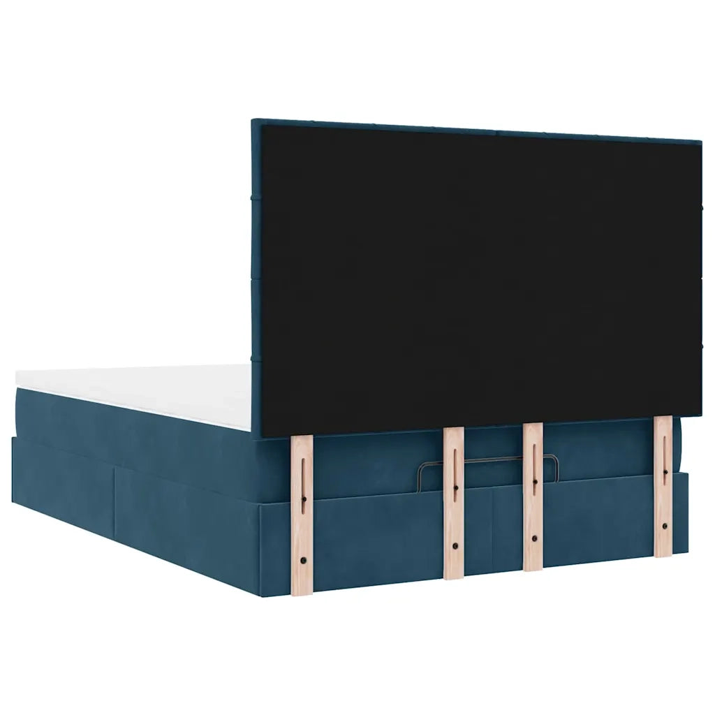 Struttura Letto Pouf con Materassi Blu 140x200cm in Velluto 3313479