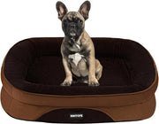Letto per cani ortopedico, canedouche a quattro lati con cuscino per collo, fondo antiscivolo, giaciglio per cani, rimovibile e lavabile, per cani piccoli, 71 x 53 x 14 cm, marrone