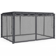 IDMarket - Set di 4 zanzariere per pergola bioclimatica 3x4 grigio con cerniera + ganci