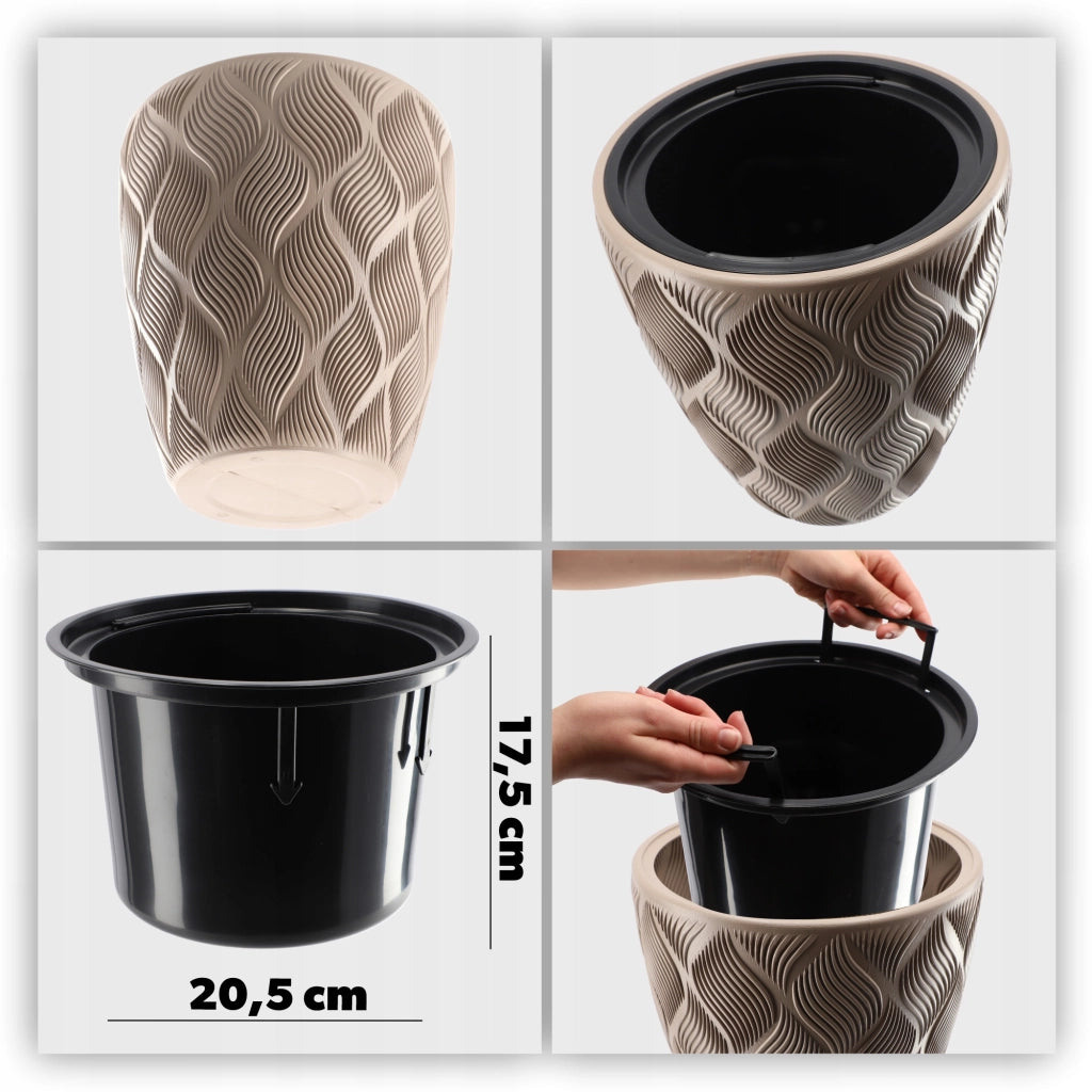 Vaso da fiori KADAX con inserto 32 cm, copertura in plastica alta