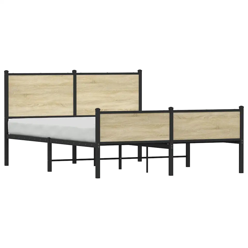 vidaXL Giroletto senza Materaso in Metallo Rovere Sonoma 150x200 cm