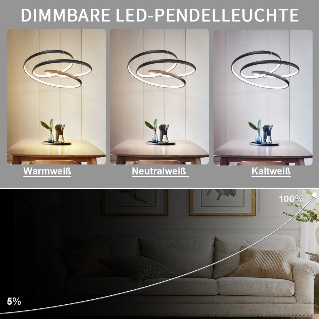 Lampada a sospensione ZMH LED dimmerabile nera 150 cm 55 W per tavolo da pranzo e soggiorno