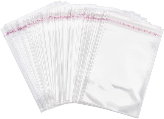 Confezione di sacchetti trasparenti - Paccottiglia autoadesivo - 1000 pezzi - 100 mm x 60 mm - Resistente all'umidità - Adatto per regali - Sacchetti trasparenti luminosi