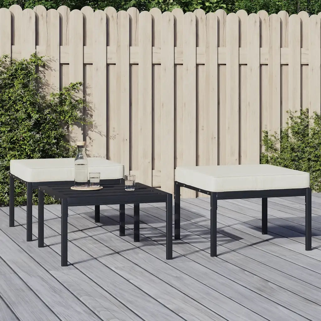 Sedia da giardino-Poggiapiedi Giardino con Cuscini Sabbia 2pz 60x60x35 cm Acciaio