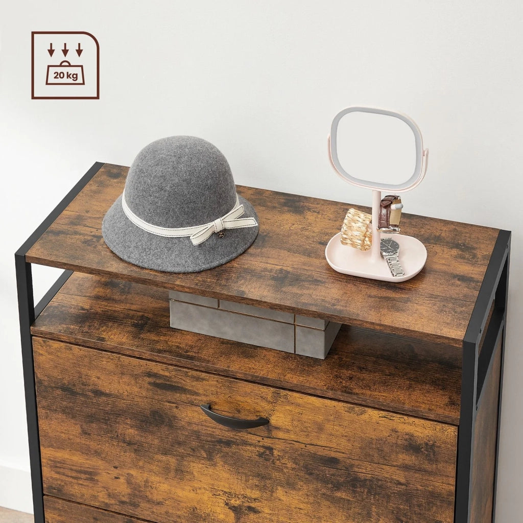 Scarpiera con 2 ante a ribalta mobile contenitore con scomparti aperti e divisori regolabili per ingresso contiene 10-16 paia di scarpe 80 x 30 x 95 cm marrone rustico e nero 12_0006369