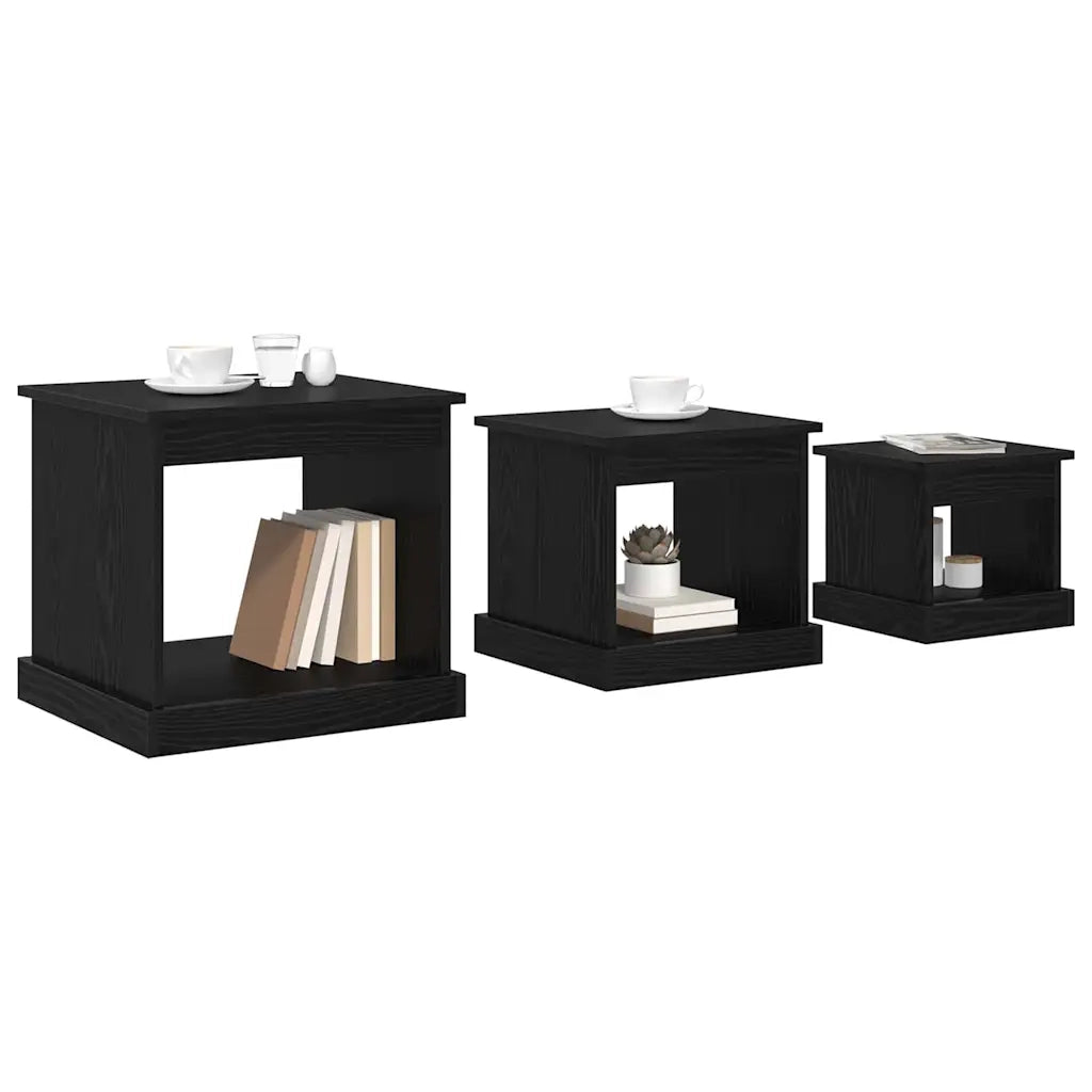 Tavolino da salotto 3 pz Rovere Nero 48 x 45 x 45 cm 881452