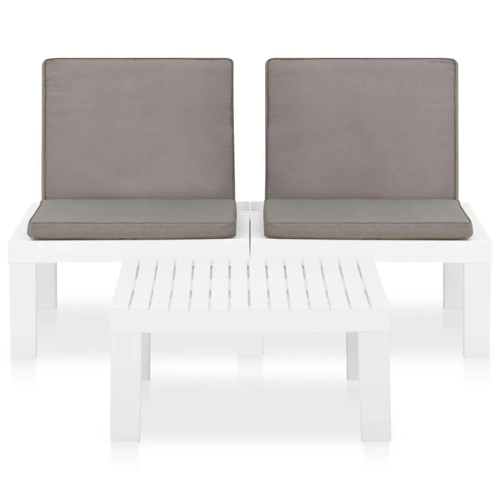 Set Divani da Giardino con Cuscini 2 pz in Plastica Bianco cod mxl 35855
