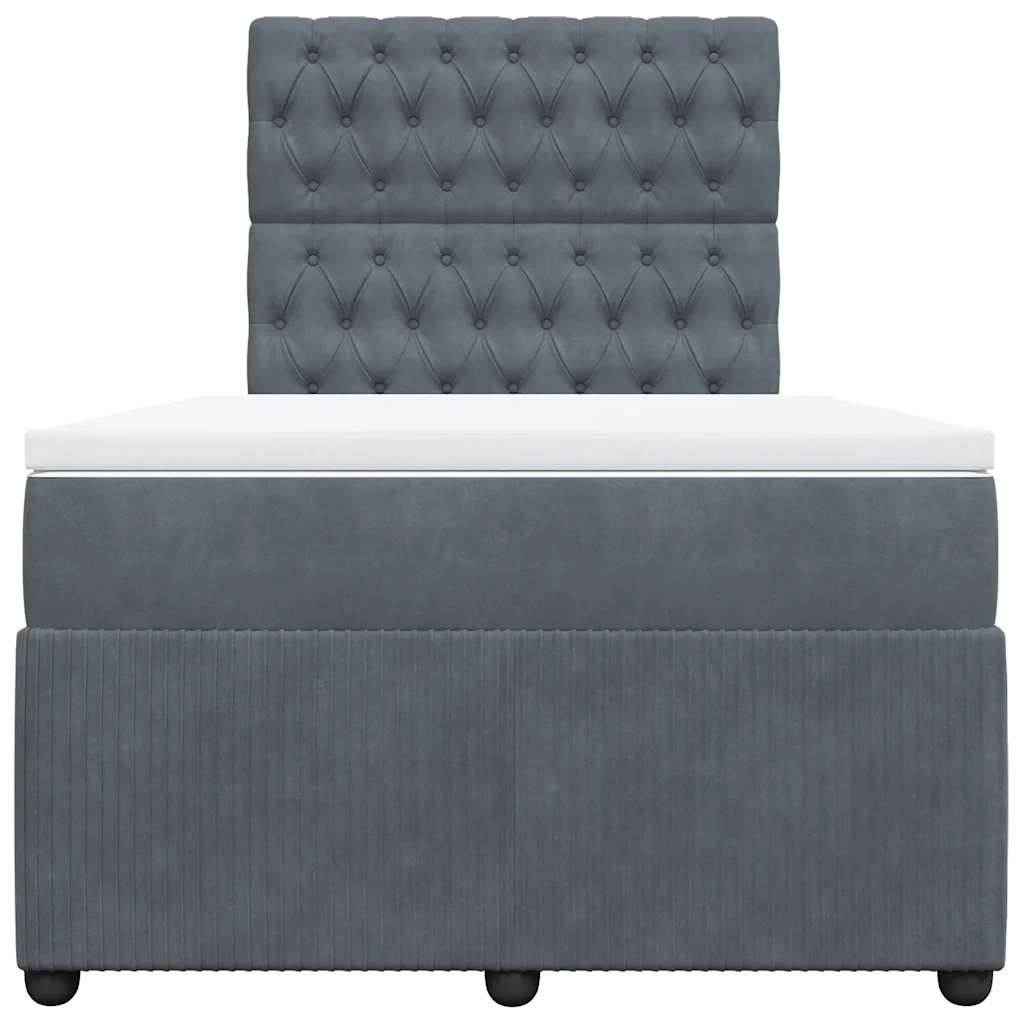 Giroletto a Molle con Materasso Grigio Scuro 120x200 cm Velluto 3292317