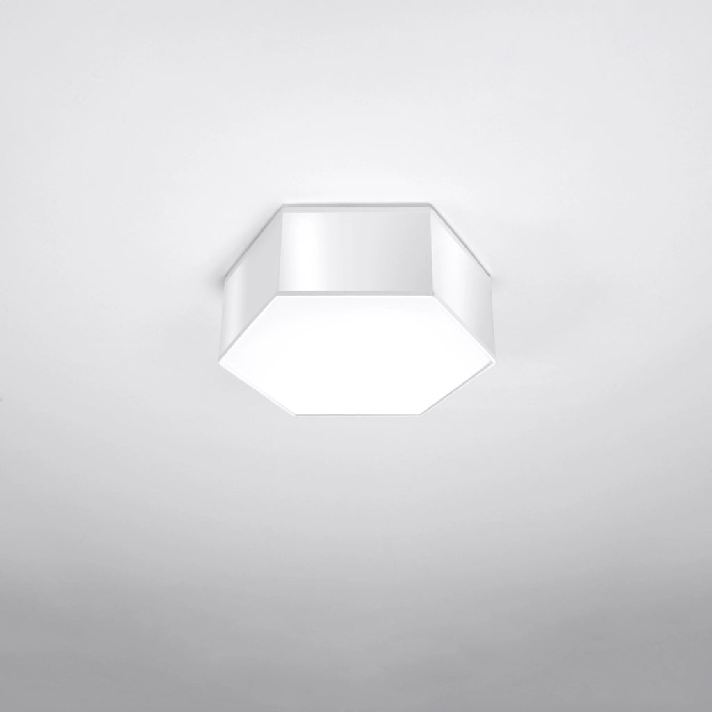 Plafoniera esagonale bianca HALVOY Pure Lume 2xE27 11,5cm