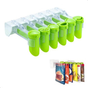 Kruidenhouder con rack per erbe fresche e 6 ganci per stanza o muro - Organizzatore di erbe per muro con clip di chiusura - Deposito per sacchetti di erbe - Senza bisogno di forare - 15 cm