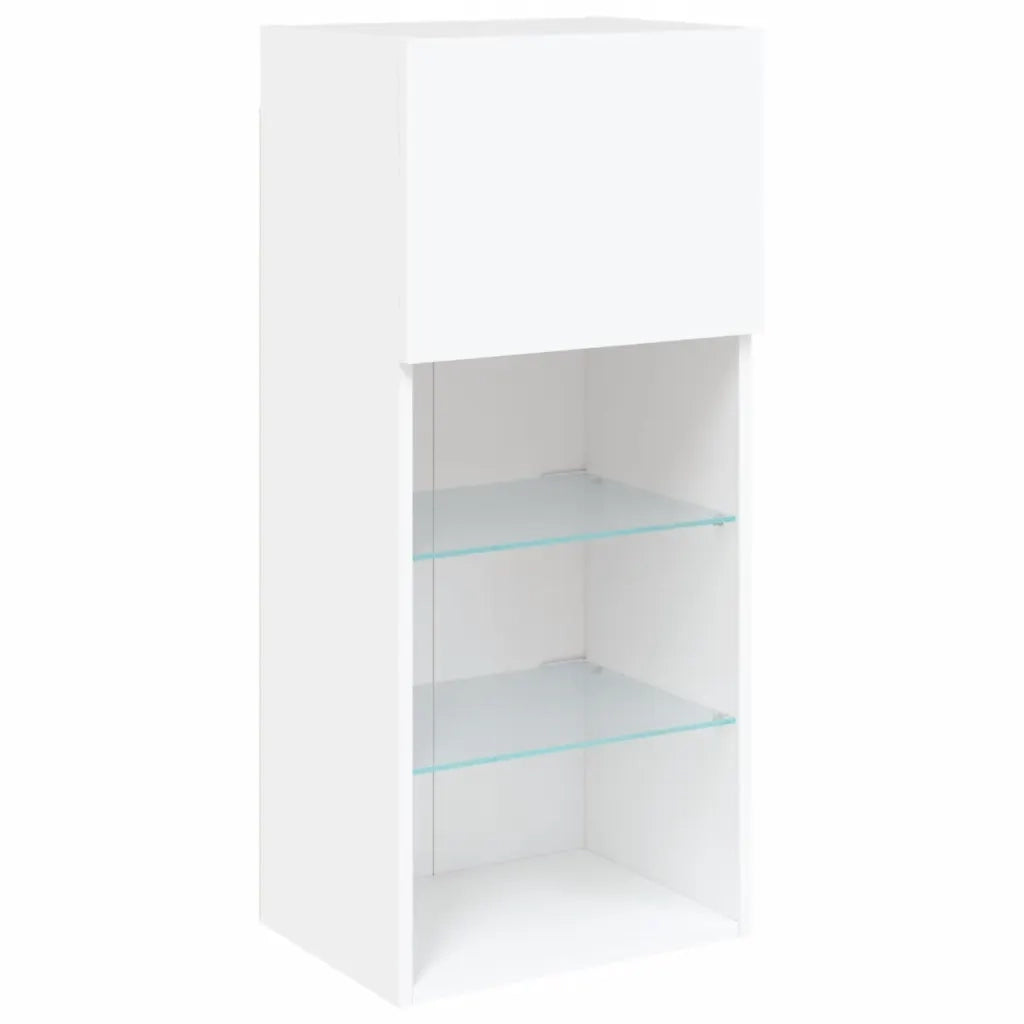 Mobili Porta TV con Luci LED 2 pz Bianchi 40,5x30x90 cm 837044