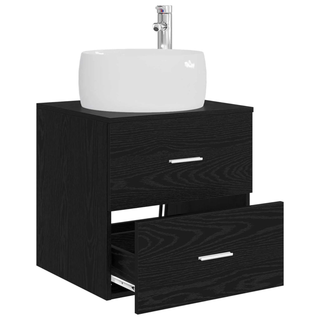 Mobile Lavabo da Parete Rovere Nero 49,5 x 44,5 x 66 cm 890311