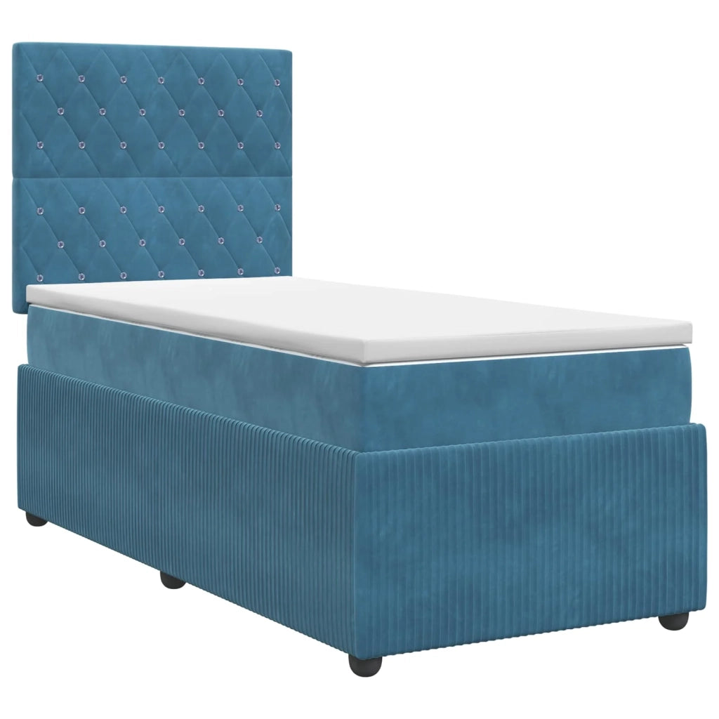 Letto box spring con materasso Blu 100 x 200 cm Velluto 3454545
