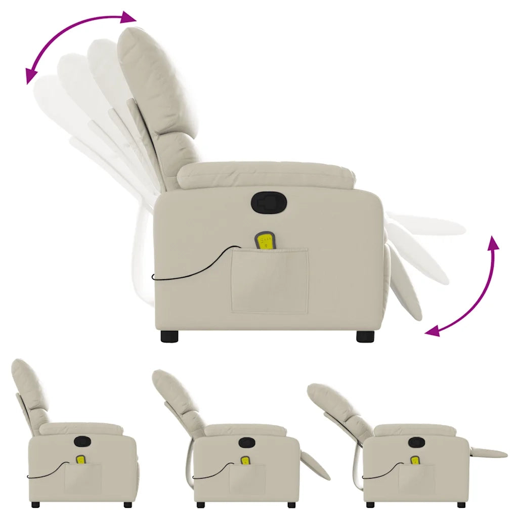 Divano Sedia-Poltrona reclinabile massaggiante in Similpelle Crema 884022