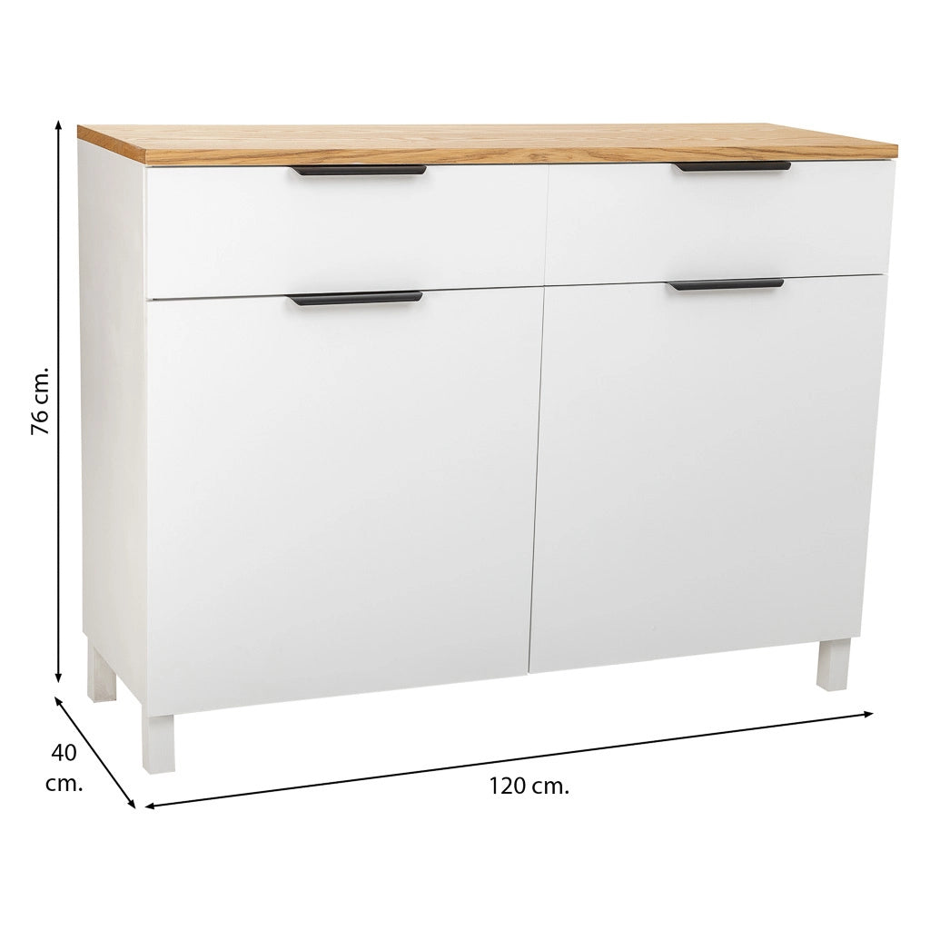 Credenza in legno con 2 cassetti e 2 ante 120x40x76h cm