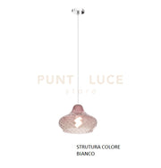 SOSPENSIONE BIANCO 1 LUCE VETRO PICCOLO RUBINO 1191BI-SP-RU