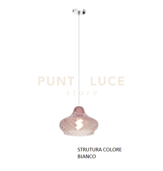 SOSPENSIONE BIANCO 1 LUCE VETRO PICCOLO RUBINO 1191BI-SP-RU