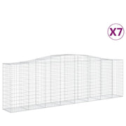 Set di 7 gabbioni ad arco per recinzioni a gabbia e muri di contenimento 400 x 50 x 120/140 cm ferro zincato argento 02_0041136
