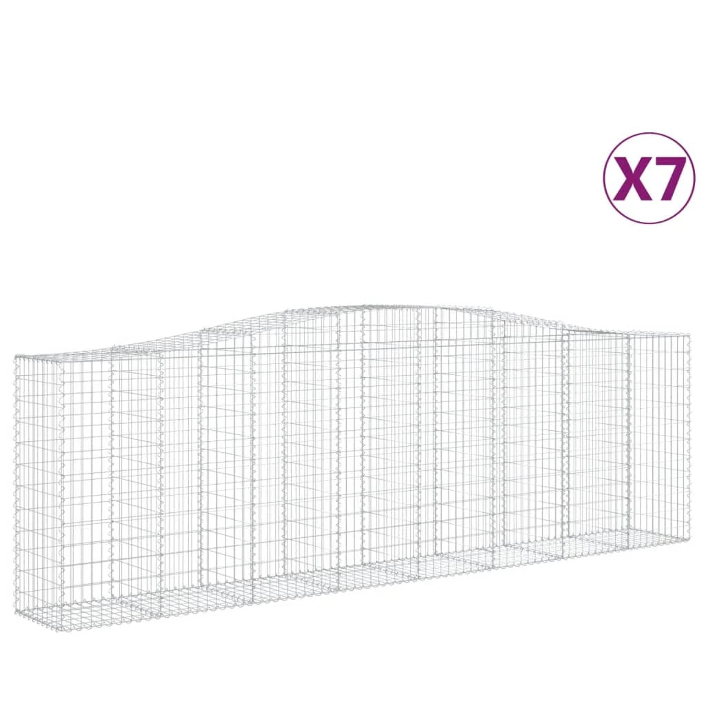 Set di 7 gabbioni ad arco per recinzioni a gabbia e muri di contenimento 400 x 50 x 120/140 cm ferro zincato argento 02_0041136