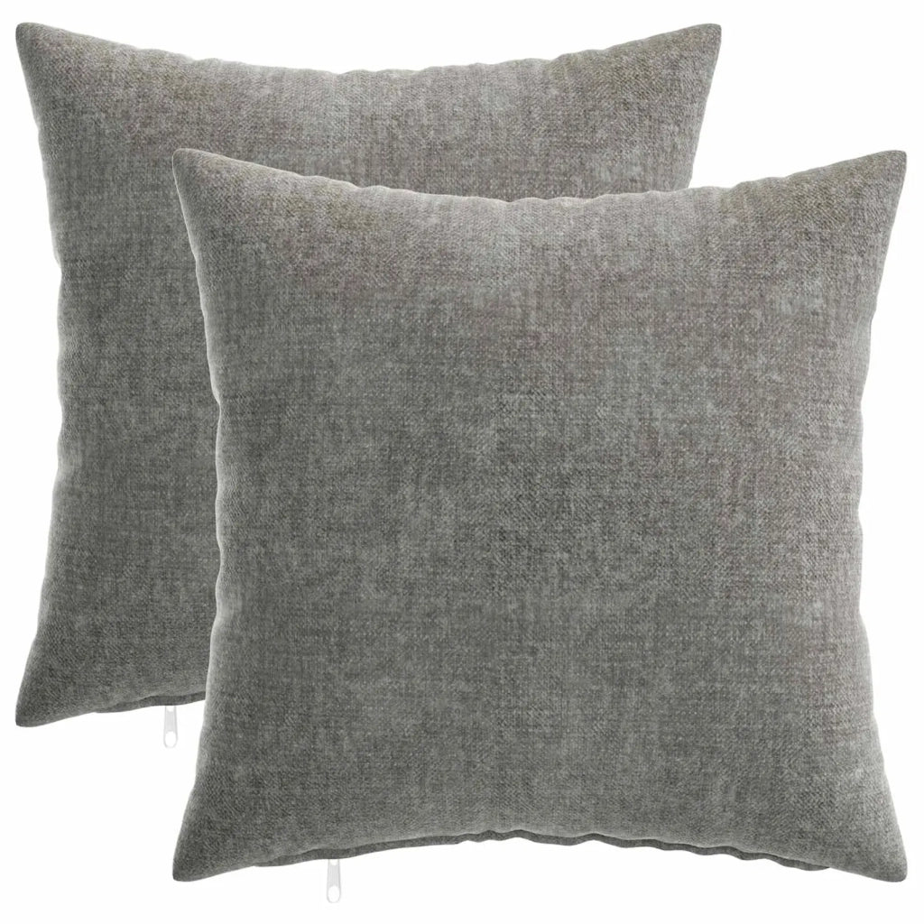 Federa 2 pcs HEERLEN Grigio Scuro 40 x 40 cm Tessuto Chenille 908500
