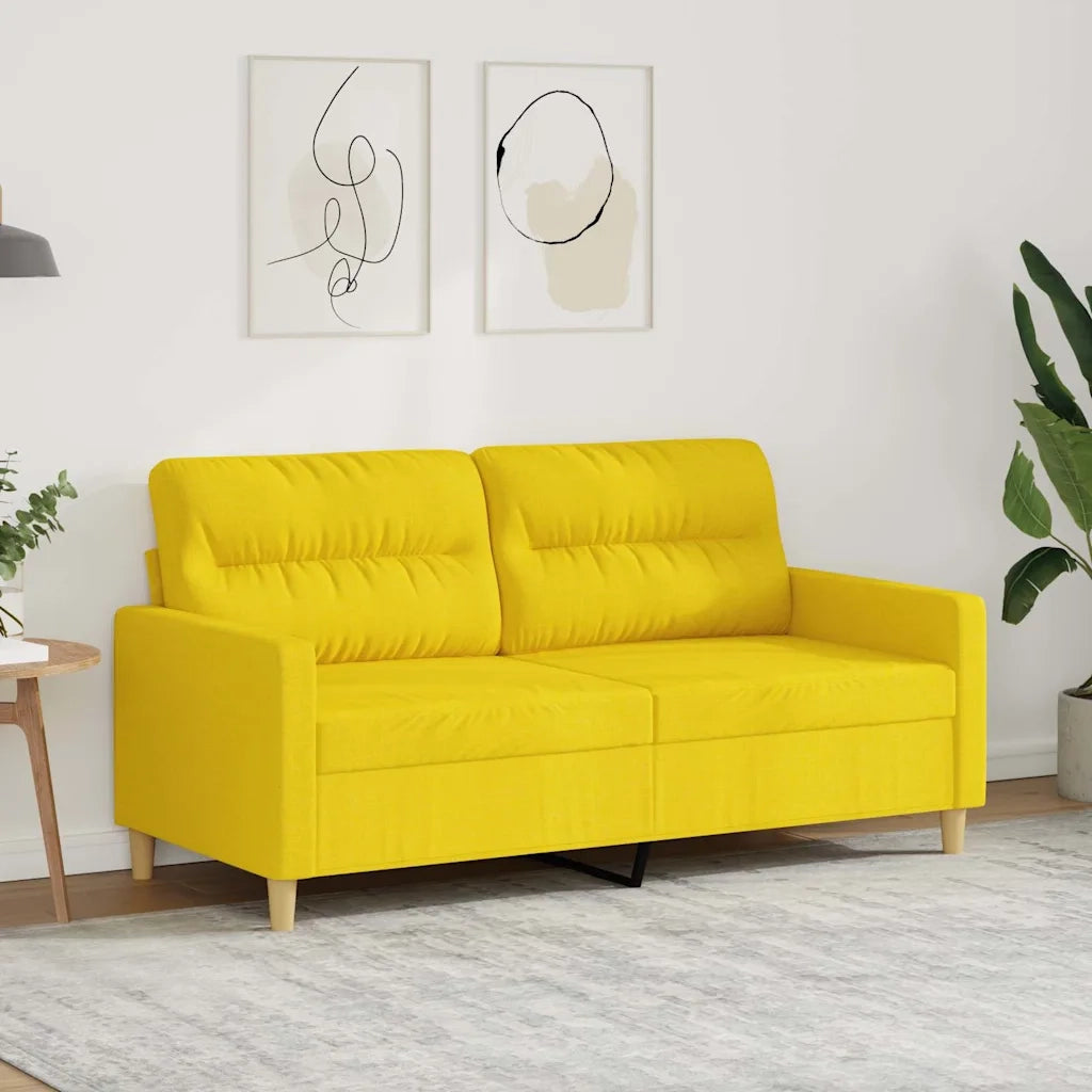 Divano a 2 Posti Giallo Chiaro 140 cm in Tessuto 359240
