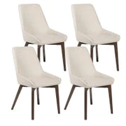 E-STYLO Sedia da pranzo in tessuto beige con gambe e struttura in massello di noce, 62cm X 49.5cm H. 87cm.