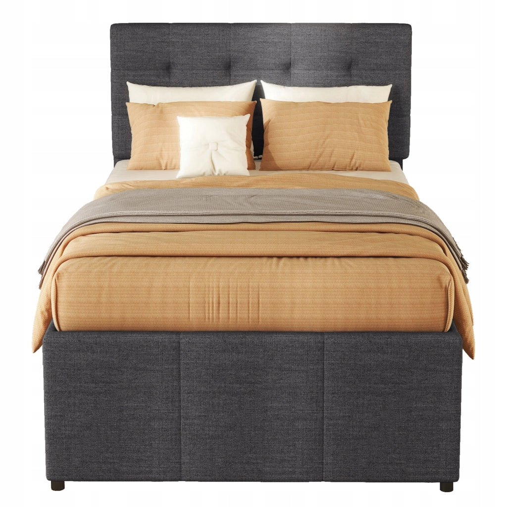 Letto singolo con 3 cassetti estraibili - Xylo - 90x200 - Grigio senza materasso