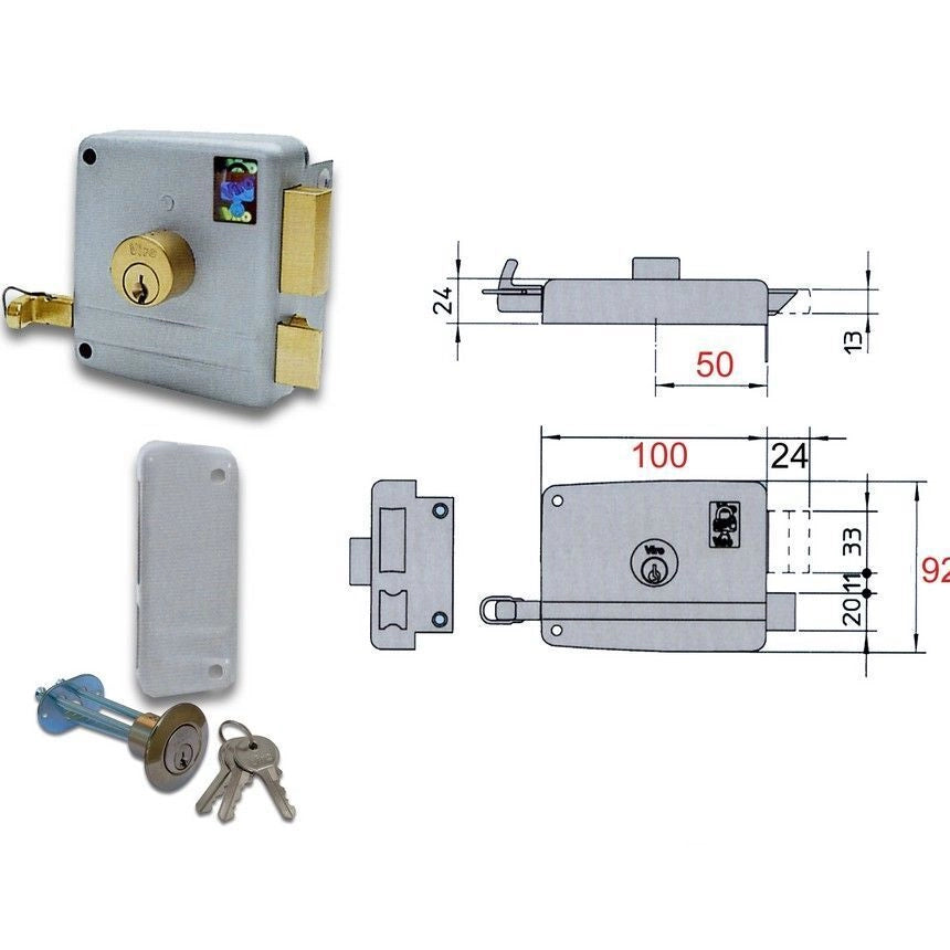 Viro Serratura Cilindro Staccato Art.7502 Sinistra Argento per Porte