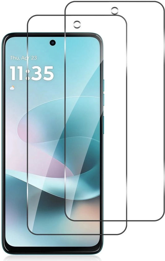 2 schermprotettori in vetro resistente a graffio per Motorola Moto G67 Power 5G, resistente a graffio, compatibile con cover, supporto al riconoscimento d' impronta, 9H durezza, pellicola di protezione in vetro Ultra HD