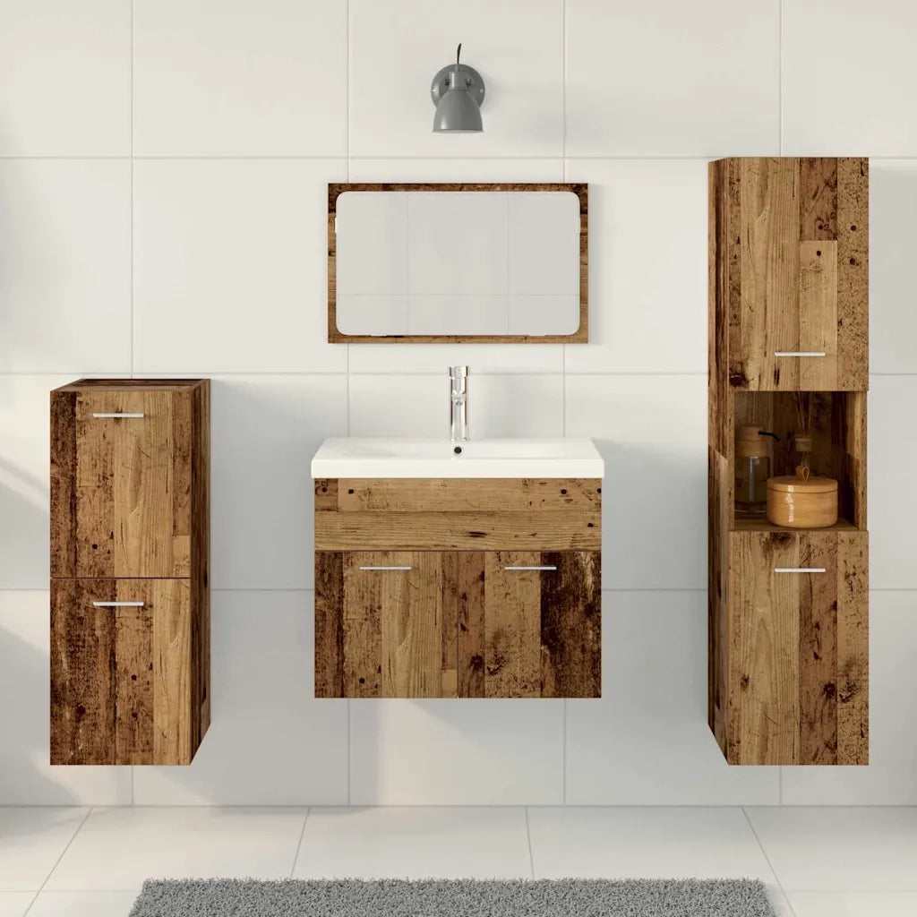 Set di mobili per il bagno con porta 4 pcs Legno vecchio 3332556