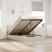 Pouf Letto con Materasso e LED Crema 140x190 cm 3312476