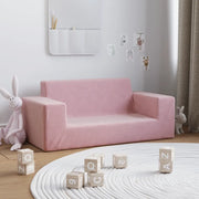 Divano per Bambini 2 Posti-Sofa-Divanetto Rosa in Morbido Peluche 916224